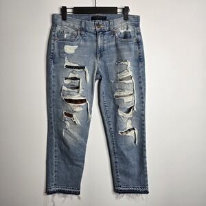 Genetic Gia Jeans Ripped Boyfriend Cropped Patches Women's‎ 24 x 25 Distressed